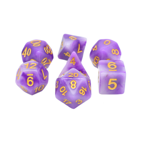 Faux Stone - Amethyst Warrior - 7pc RPG Dice Set