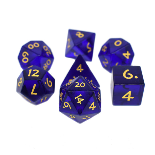 Glass Dice Set - Blue - 7pc RPG Dice Set