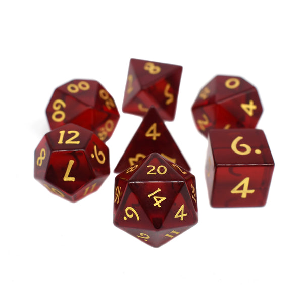 Glass Dice Set - Red - 7pc RPG Dice Set