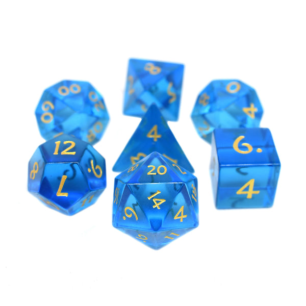 Glass Dice Set - Sky - 7pc RPG Dice Set