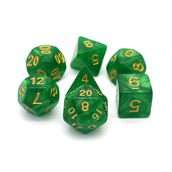 Green Flame Blade - 7pc RPG Dice Set