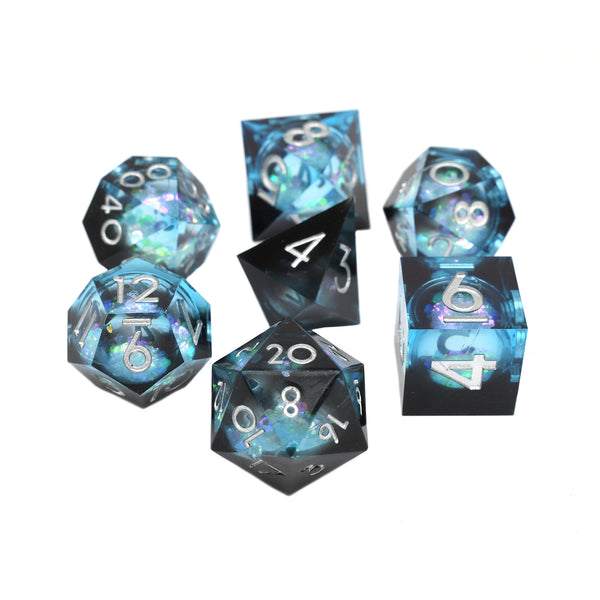 Liquid Core Dice Set - Black & Blue