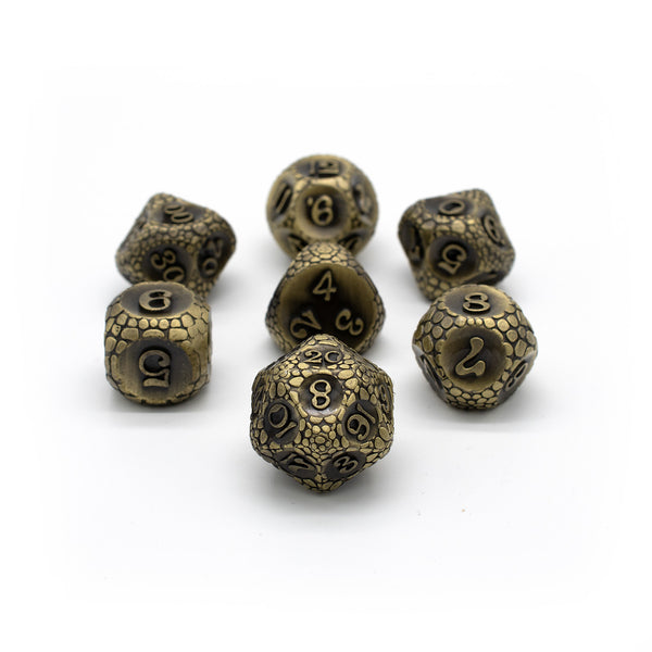 Dragon Scale - Gold - Metal 7pc RPG Dice Set