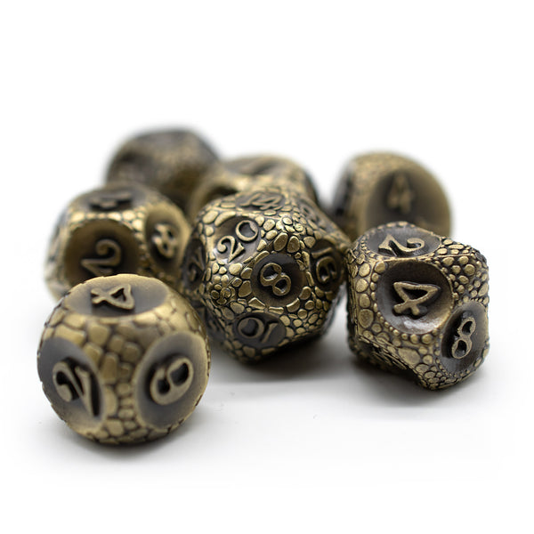 Dragon Scale - Gold - Metal 7pc RPG Dice Set