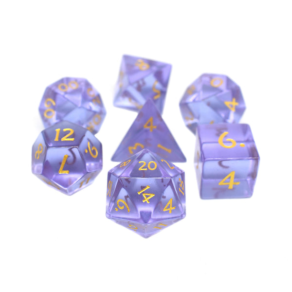 Glass Dice Set - Purple - 7pc RPG Dice Set