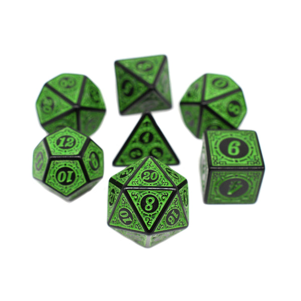 Sorcerers Flame - Green - 7pc RPG Dice Set
