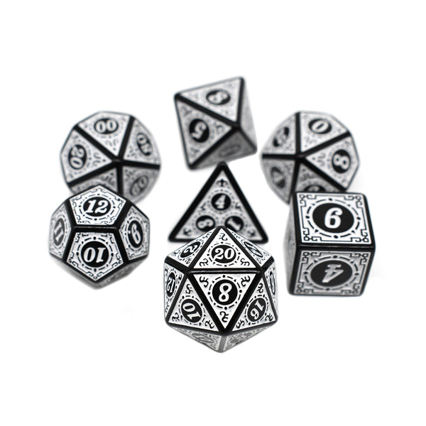 Sorcerers Flame - White - 7pc RPG Dice Set